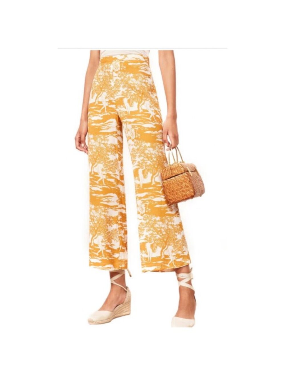 Reformation Clare Wide Leg Pants‎ Womens 4 Chiffon Ankle Cropped